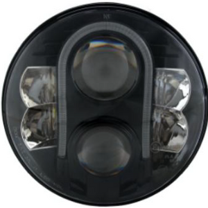 LED82BL - 7 inch high low beam headlight LHD black, with U shape parking light, (PAIR)