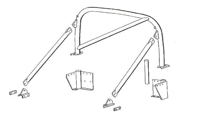 RBL1115SNS - Def 90 Truck cab rear military style hoop with diagonal Safety or Security Part Land Rover Range Rover Defender