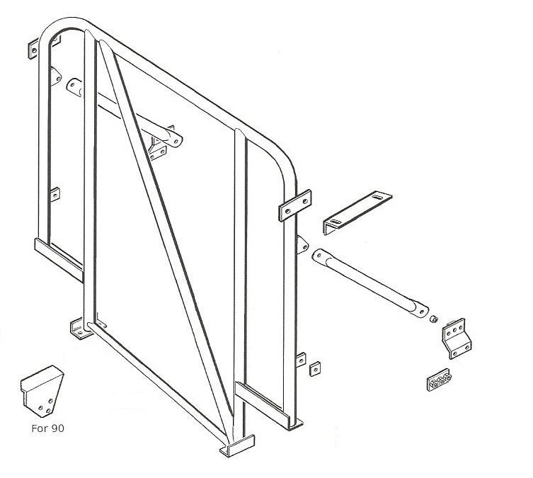 RBL1155SSS - Roll Bar with Diagonal for Vehicles Without Headlining - Defender 90 Body Part Land Rover Range Rover Defender
