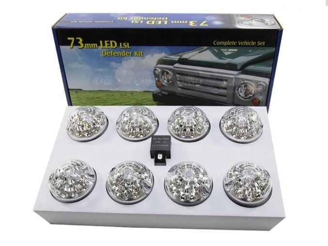 BA 9718 - LED 73mm Clear Lamp Upgrade Kit for Defender & Series Vehicles Electrical Part Land Rover Range Rover Defender, Series