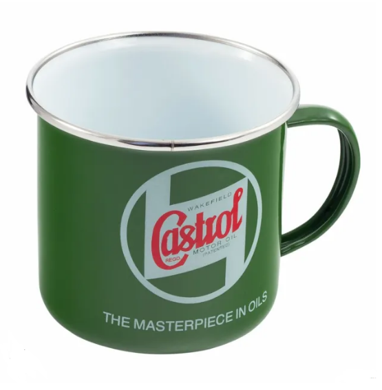 DA6270 - Tin mug vintage enamel  by Castrol Land Rover Range Rover 