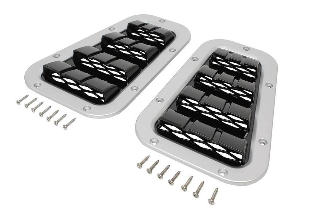 GA1975 - XS vent set Silver with Black Mesh (pair)  by AftermarketBody Part Land Rover Range Rover Defender