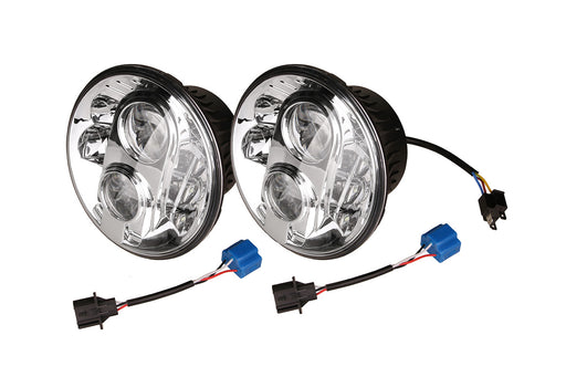 GA6283 - 7" round LED headlamp 12/24V CHROME 78Watt LHD (PAIR) Electrical Part Land Rover Range Rover Defender, Range Rover, Series