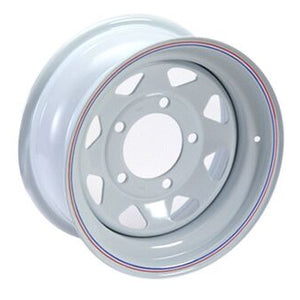 GRW001 - Steel Wheel 8 Spoke - White 7x16 - Terrafirma