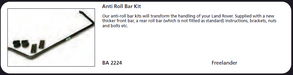 BA 2224 - Anti Roll Bar Kit Complete Freelander 1 BA 2224 Body Part Land Rover Range Rover Freelander 1