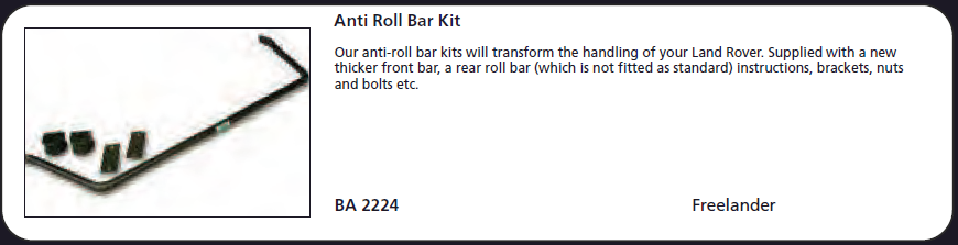 BA 2224 - Anti Roll Bar Kit Complete Freelander 1 BA 2224 Body Part Land Rover Range Rover Freelander 1